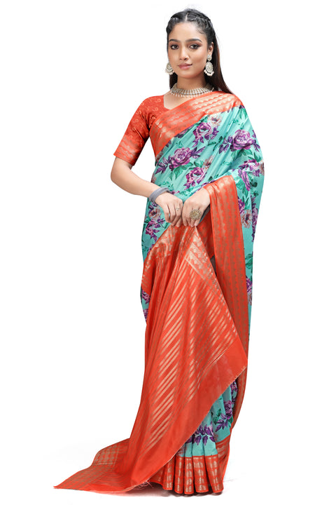 Shop Lightweight Floral Digital Print Sarees