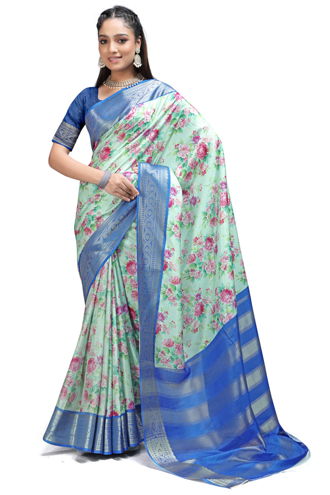 Stunning Floral Digital Print Party Wear Sarees