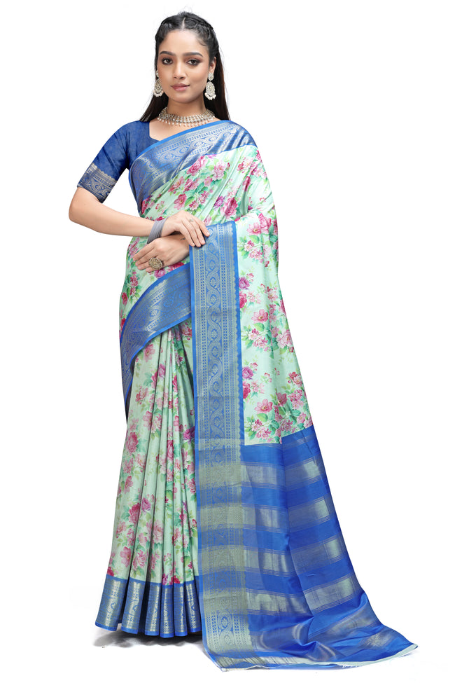 Stunning Floral Digital Print Party Wear Sarees
