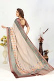 Weightless Georgette Silk Dark Beige Printed Saree