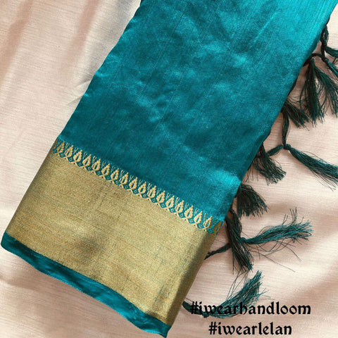Magnificent Cyan Zari Elegance Chiffon Silk Galaxy Saree