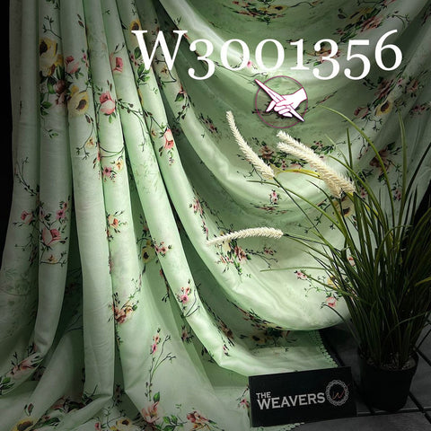 Whispers Of Spring Sea Green Georgette Saree With Floral Print And Chic Blouse