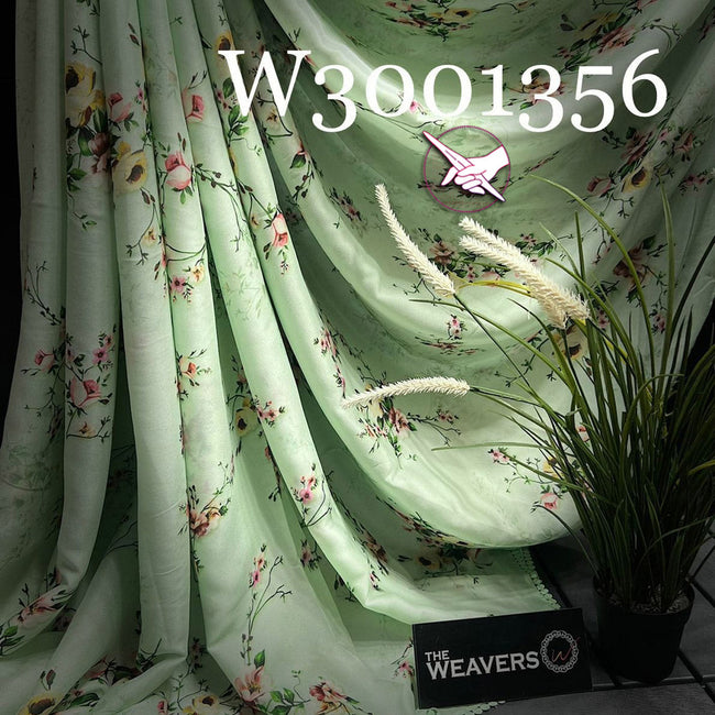 Whispers Of Spring Sea Green Georgette Saree With Floral Print And Chic Blouse