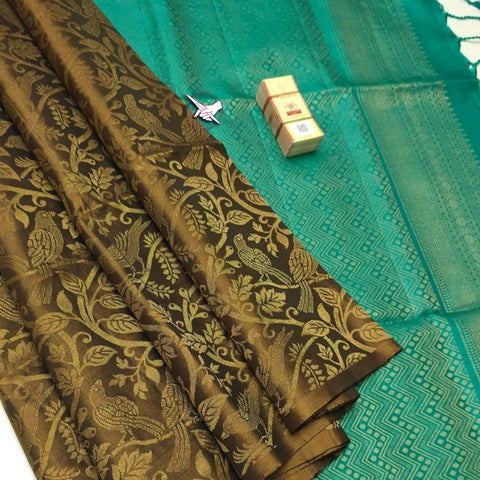 Regal Drape Brown Lichi Silk Saree