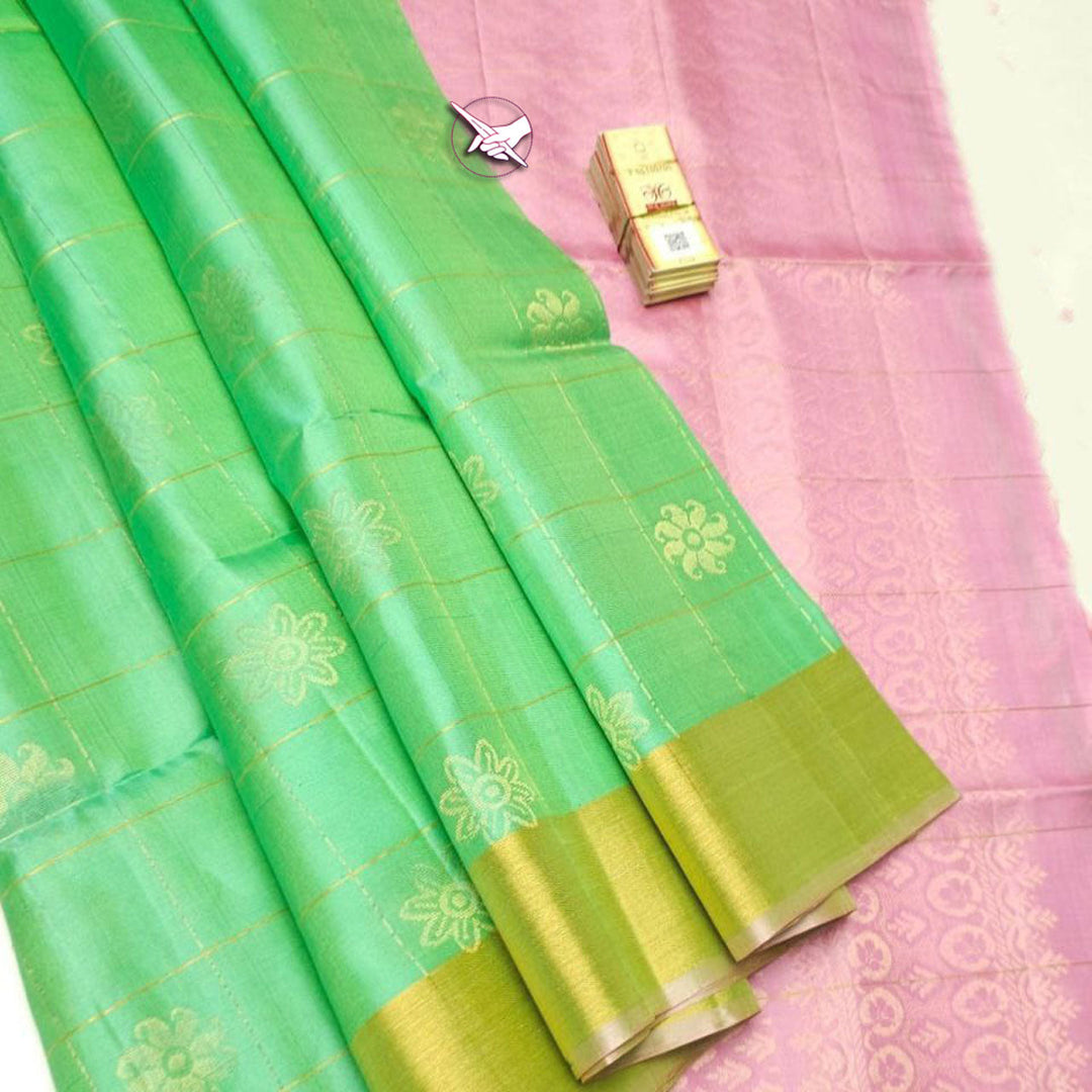 Sea Green Harmony Kanchipuram Silk Saree With Woven Beauty
