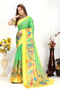 Digital Print Georgette Contemporary Green Saree