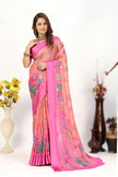Fancy Viscose Georgette Silk Pink Printed Saree
