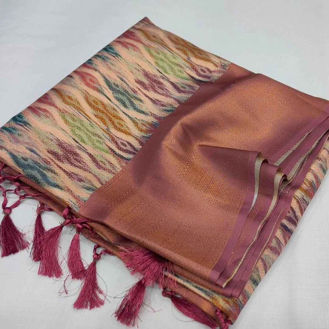 Classic Multi Colour Soft Silk Digital Print Saree For Special Occasions