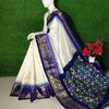 Zari Charm Graceful White Kanchi Border Silk Saree With Patola Pairing