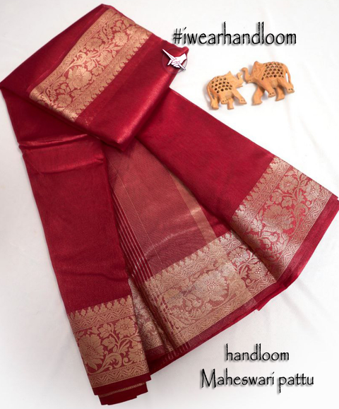 Chic Traditions Engaging Maroon Woven Tissue Silk Saree