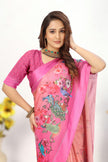 Fancy Viscose Georgette Silk Pink Printed Saree