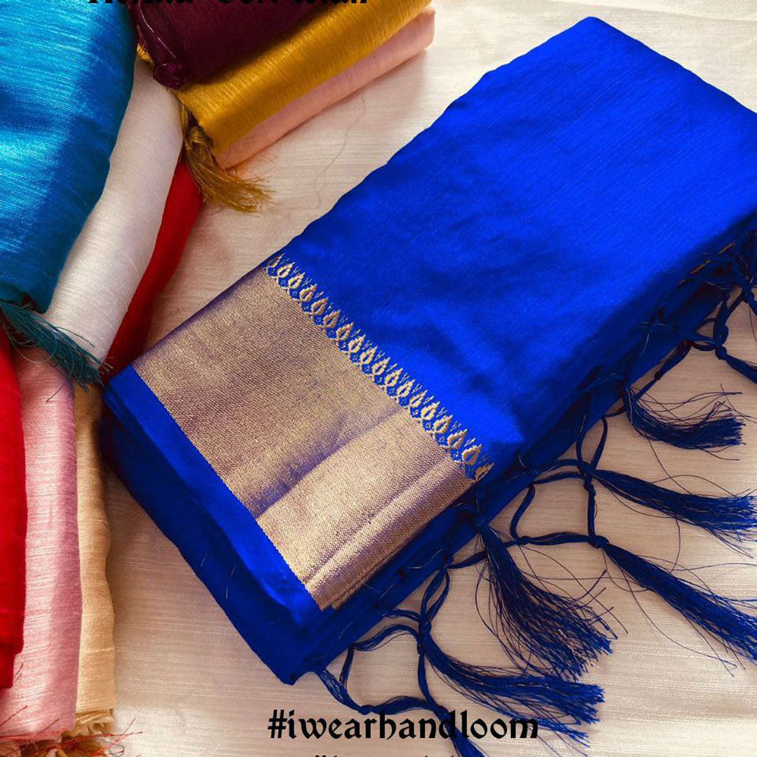Celestial Charm Magnificent Blue Chiffon Silk Saree With Zari Highlights