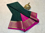 Exclusive Zari Border Green Colour Plain Mysore Silk Saree.