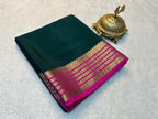 Exclusive Zari Border Green Colour Plain Mysore Silk Saree.