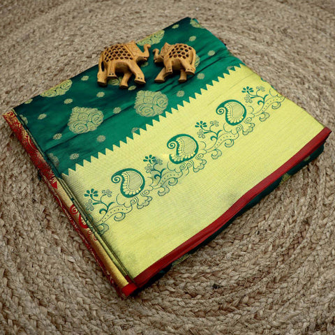 Semi Bridal Splendor Green Silk Saree