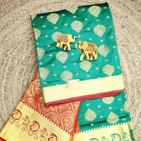 Semi Bridal Splendor Green Silk Saree