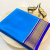 Sky Blue Mysore Silk Saree Elegant Plain Weave With Fancy Zari Border And Matching Blouse