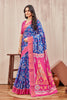 Blue Mysore Crepe Digital Print Saree With Blouse