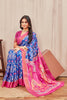 Blue Mysore Crepe Digital Print Saree With Blouse