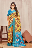 Yellow Digital Print Semi Mysore Crepe Saree