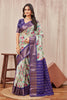 Mysore Crepe Floral Digital Print Off White Saree With Blouse
