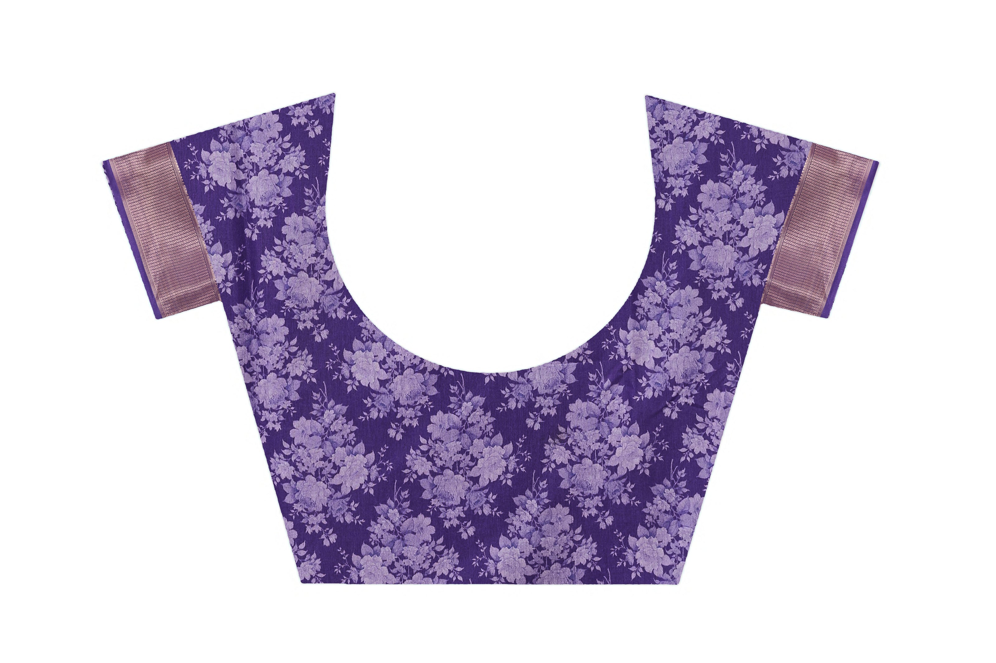 Mysore Crepe Floral Digital Print Off White Saree With Blouse