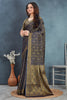 Mysore Brocket Soft Silk Elegance Navy Blue Saree