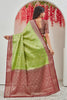 Mysore Brocket Soft Silk Green Saree With Blouse