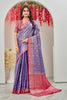 Lovely Mysore Brocket Soft Silk Blue Saree In Zari Border