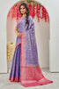 Lovely Mysore Brocket Soft Silk Blue Saree In Zari Border
