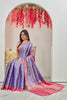Lovely Mysore Brocket Soft Silk Blue Saree In Zari Border