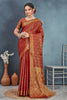 Maroon Mysore Brocket Soft Silk Woven Zari Saree With Unstitched Blouse