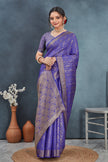 Mysore Brocket Soft Silk Blue Saree With Blouse