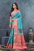 Glamorous Cyan Crepe Georgette Traditional Digital Printed Saree