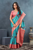 Glamorous Cyan Crepe Georgette Traditional Digital Printed Saree