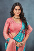 Glamorous Cyan Crepe Georgette Traditional Digital Printed Saree