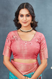 Glamorous Cyan Crepe Georgette Traditional Digital Printed Saree