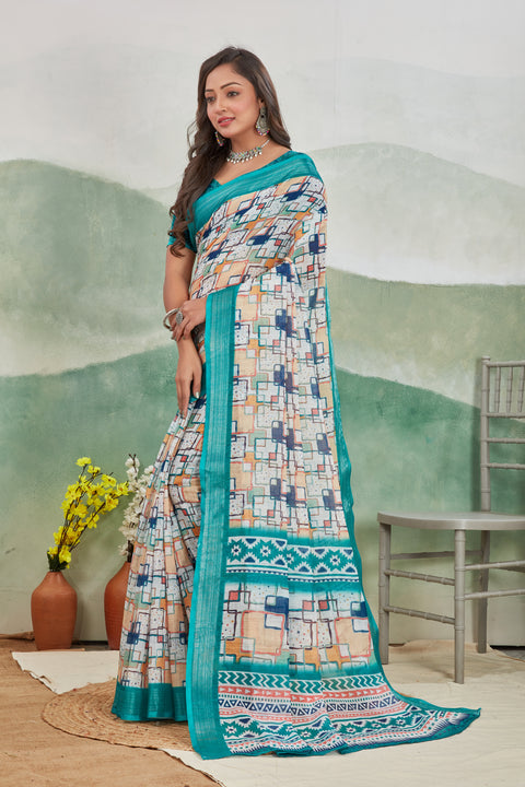 Naturally Stylish with Digitally Printed Soft Linen Saree