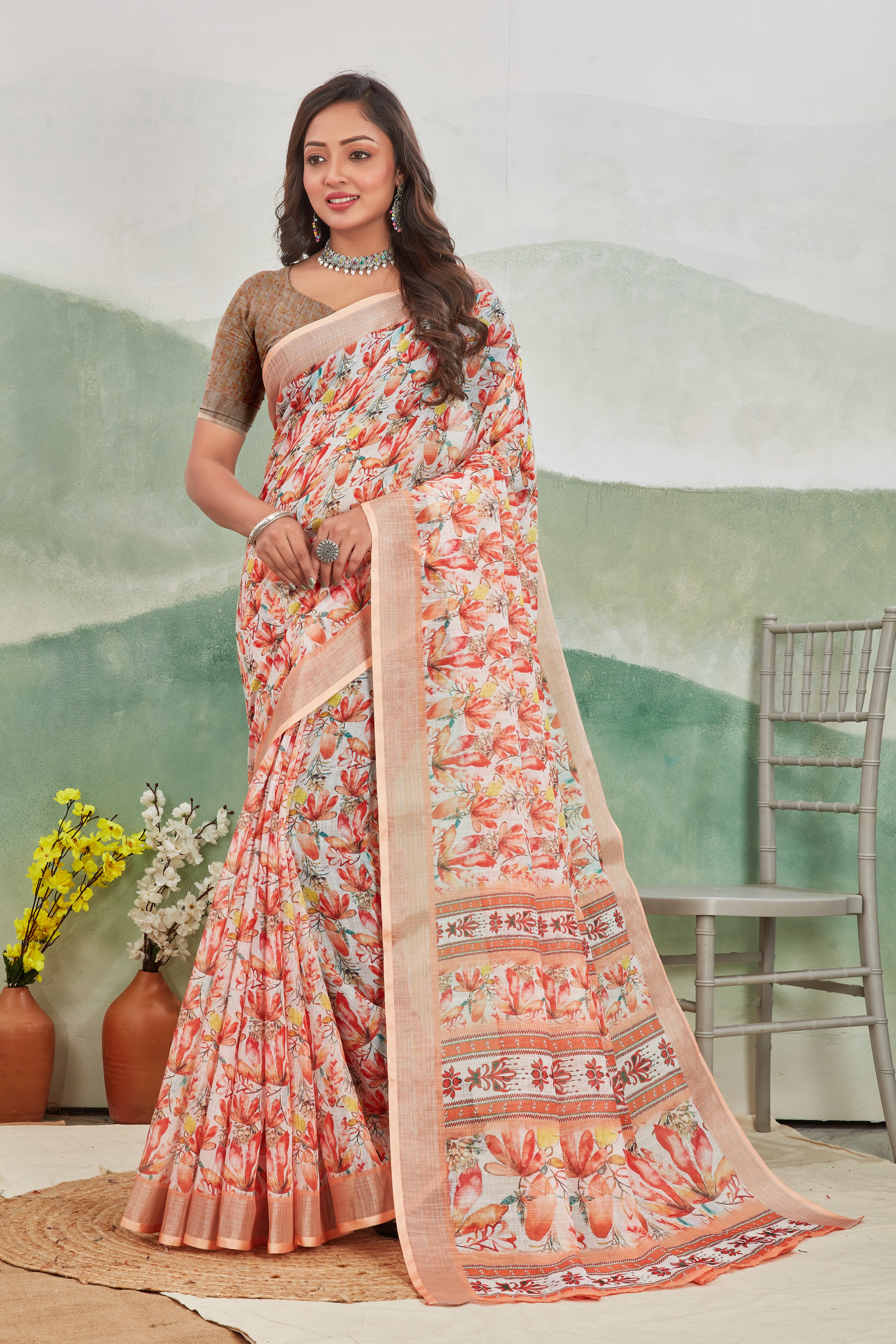 Premium Drapes for Priceless You with Soft Linen Saree