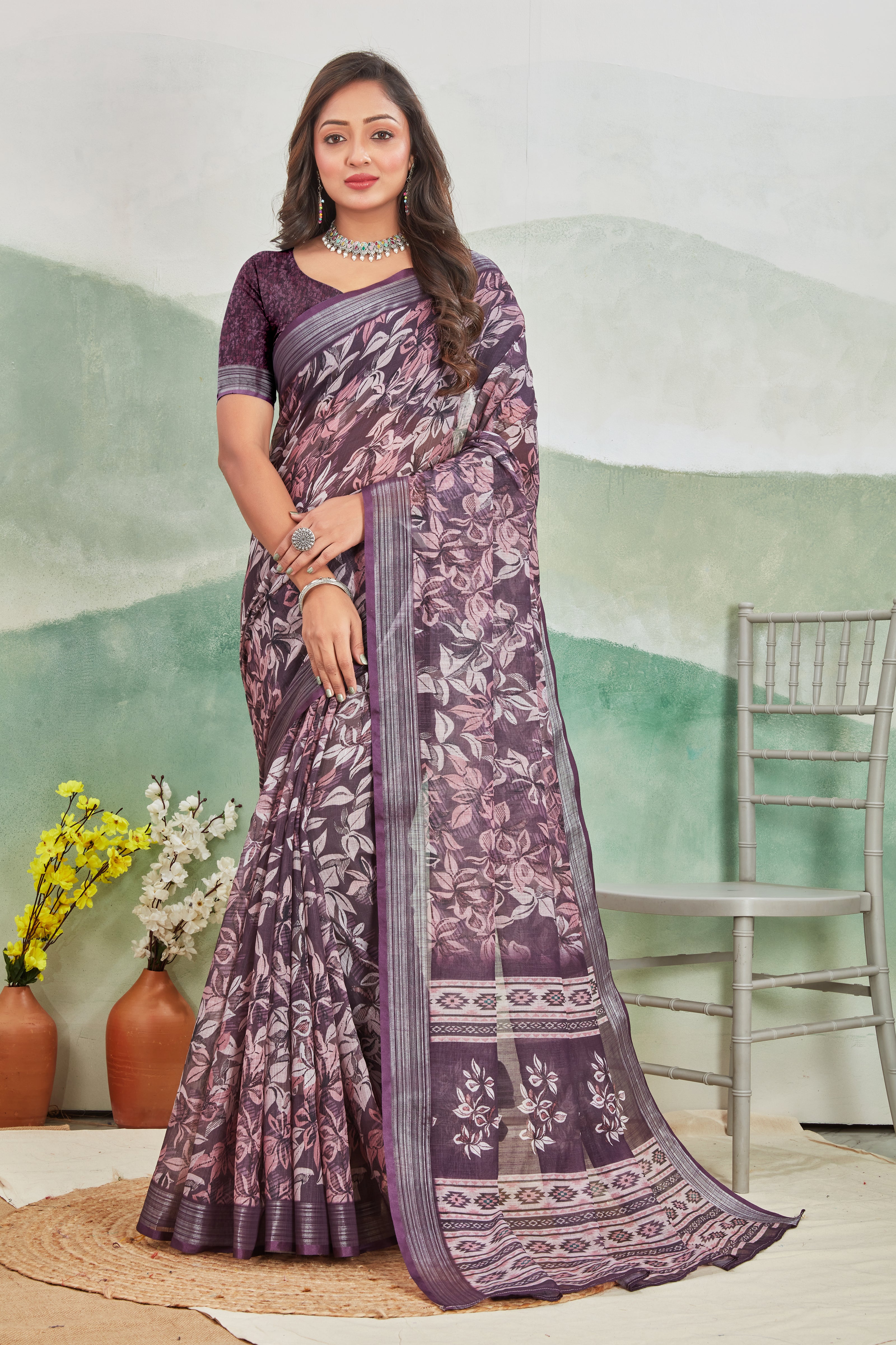 When Elegance Demands Subtlety of Linen Silk Saree