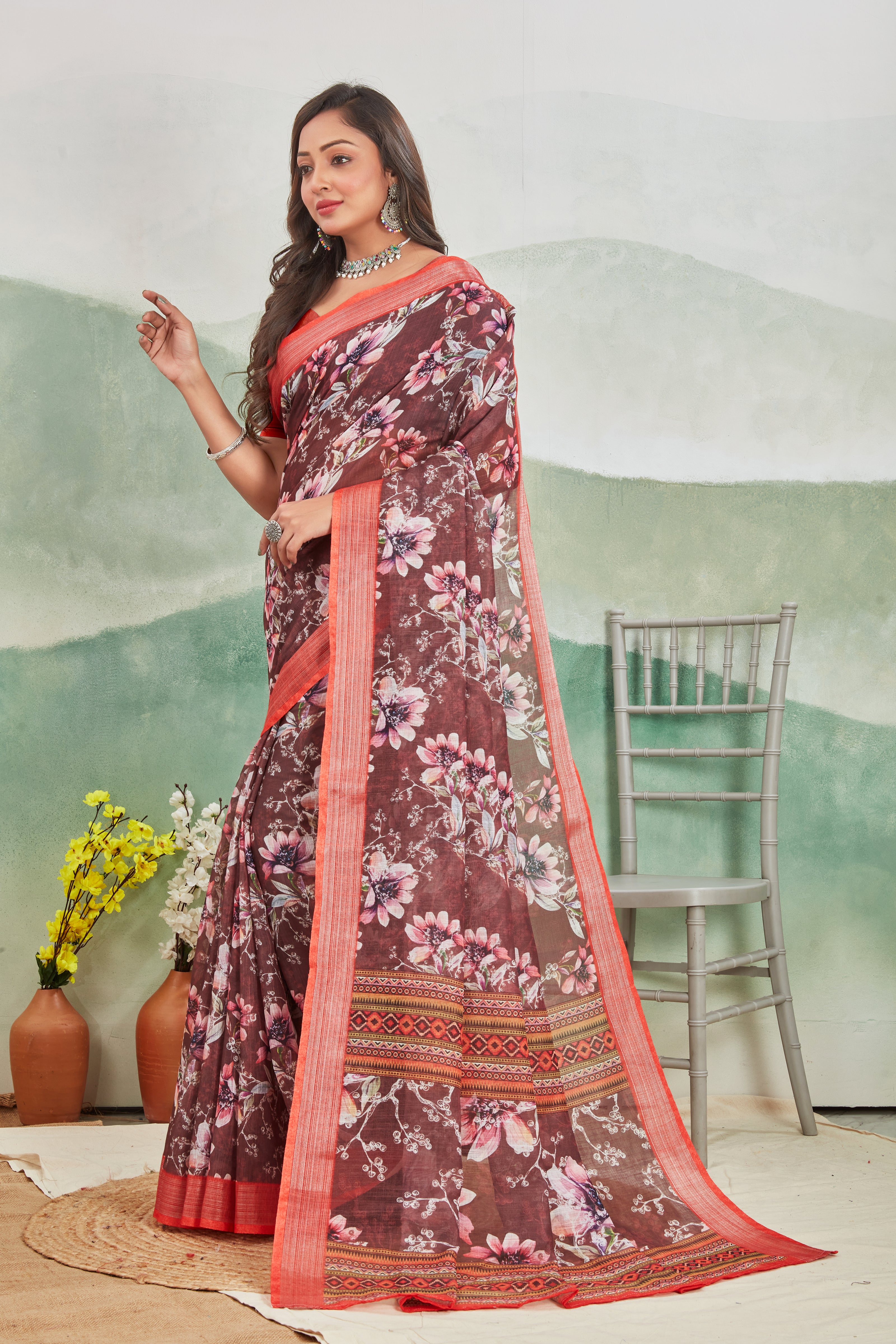 Soft Linen Saree with Minimal Looks with Maximum Style