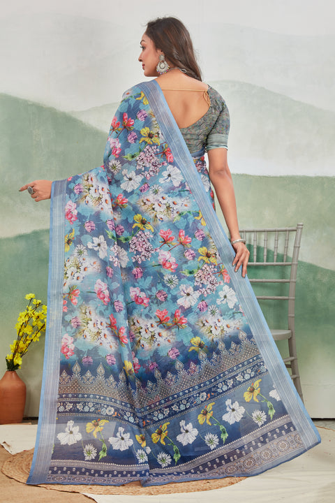 Parfect Style with Simplified with Linen Saree