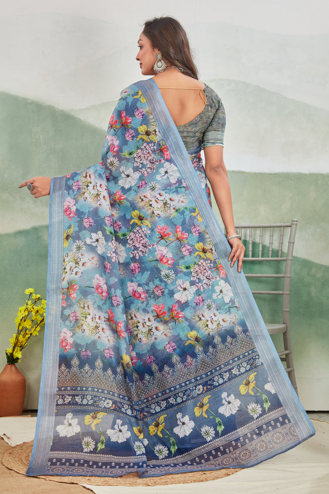 Parfect Style with Simplified with Linen Saree