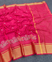 Graceful Pochampally Embroidary Work Galaxy Soft Silk Black Saree