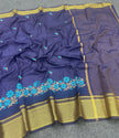 Graceful Pochampally Embroidary Work Galaxy Soft Silk Black Saree