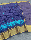 Graceful Pochampally Embroidary Work Galaxy Soft Silk Black Saree