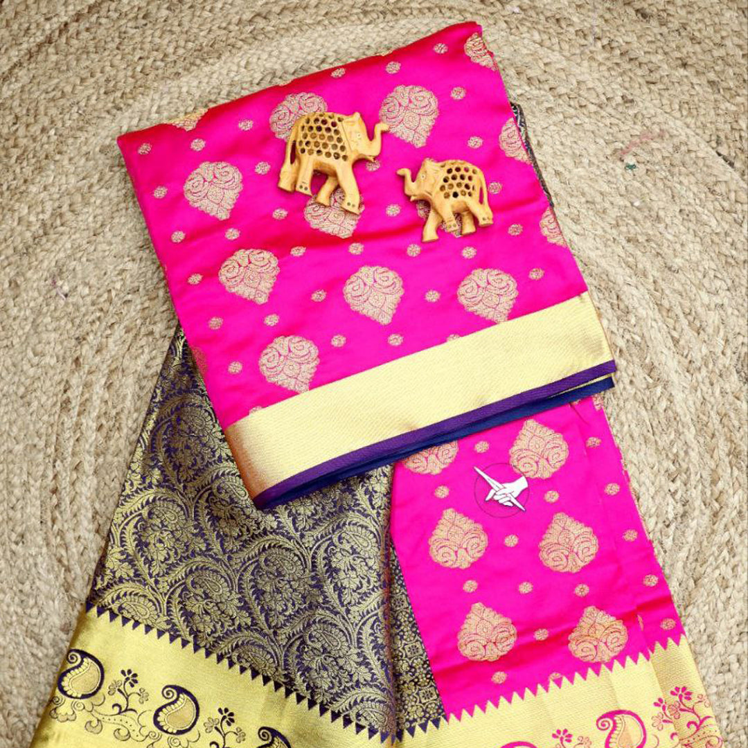 Vibrant Magenta Loomed Royalty Saree