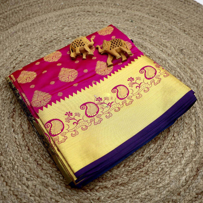 Vibrant Magenta Loomed Royalty Saree