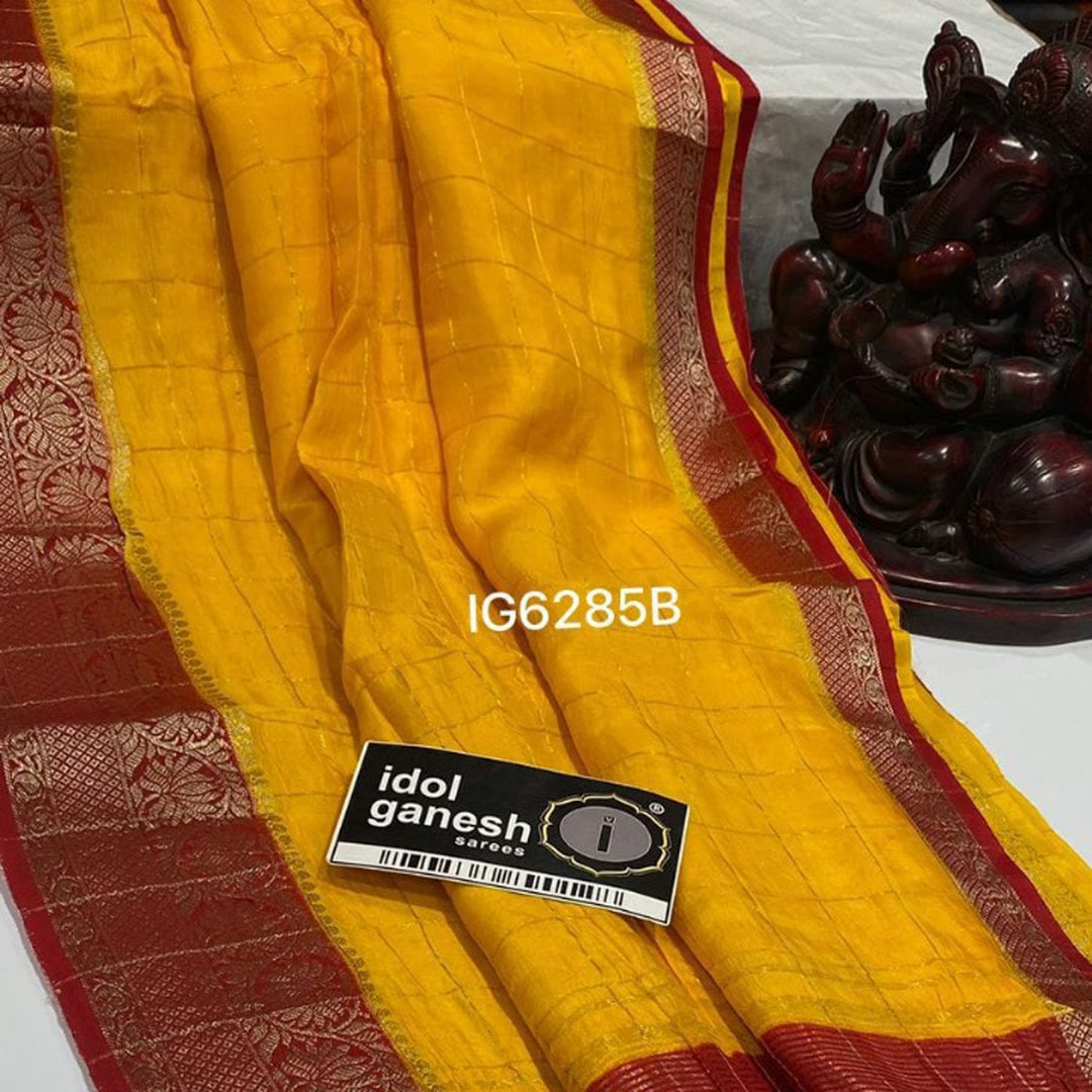 Mustard Color Silk Weaving Border Work Saree