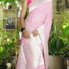 Chic Pink Georgette Silk Saree Featuring Traditional Weaving Motifs